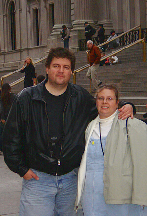 John and Jennifer O'Keefe outside of the Museum of Natural History in Manhattan, New York, when he was thirty-seven years old