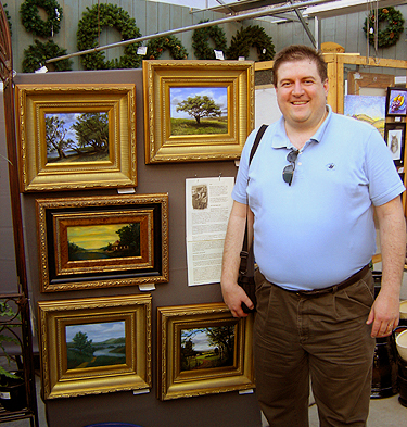 Art Show & Sale at Cheshire Nursery, John O'Keefe painting display wall