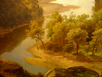 Hudson River School painting entitled 'Scene Near Fishkill Hudson River' by Paul Weber - Detail View #2