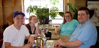 John O'Keefe and family about to eat dinner.