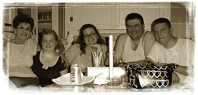 Ann Fucich and my family relaxing at her apartment in Queens