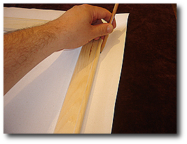 16 x 20 Canvas Stretching - Step 19 - Mark canvas with pencil along stretcher bars