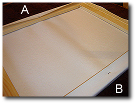 16 x 20 Canvas Stretching - Step 30 - Look for canvas tension ridge between first two staple points