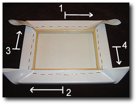 8 x 10 Canvas Stretching - Step 29 - Staple all four stretchers in opposite direction